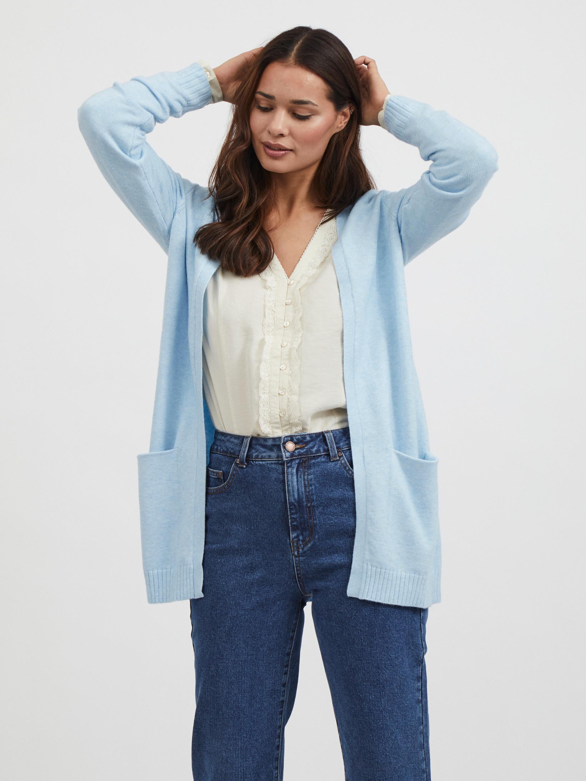 Viril Open Knit, cardigan - Kentucky Blue